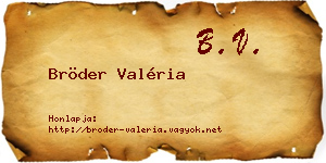 Bröder Valéria névjegykártya